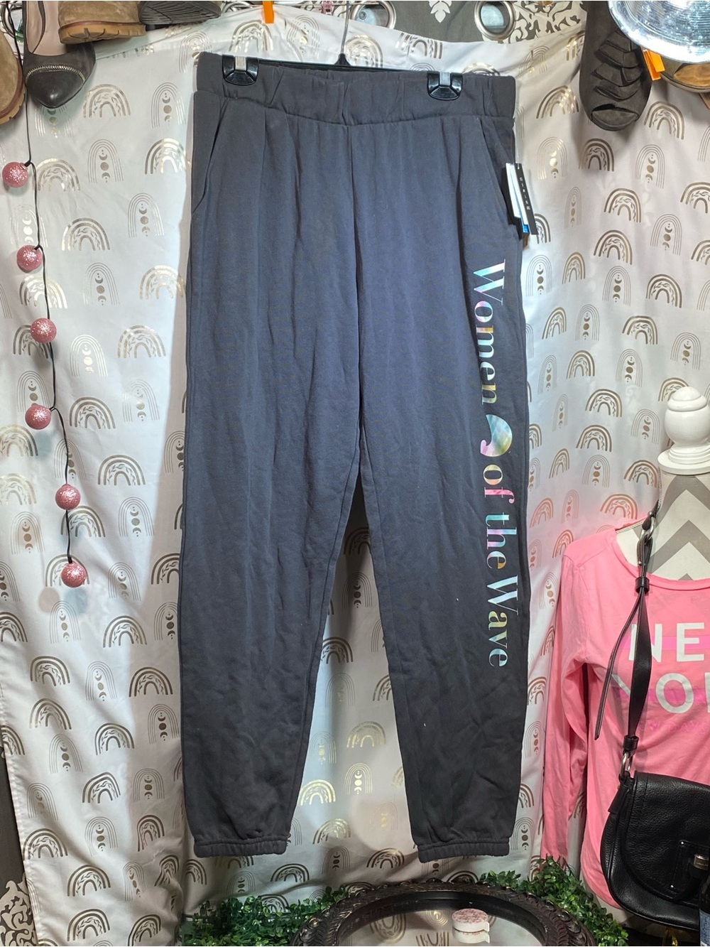 O'Neill Black Joggers with Rainbow Side Script